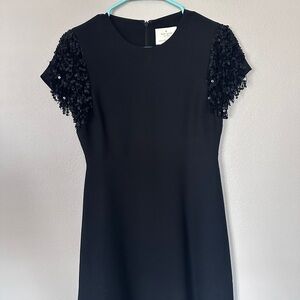 Elegant Black Dress with Sequin Sleeves